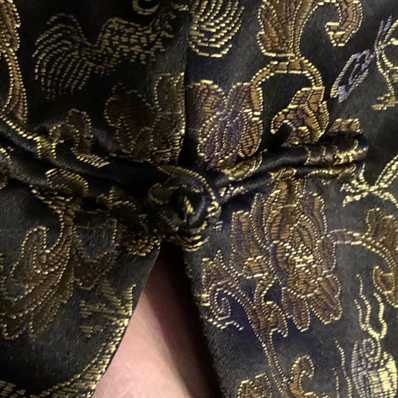 Black & gold size 10 asian print pencil skirt with side slits - Picture 9 of 15